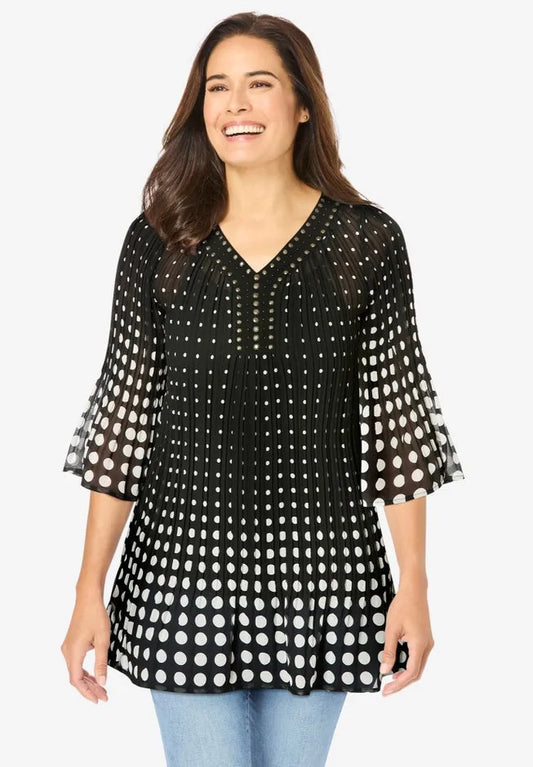 Embellished Pleated Blouse
