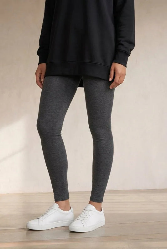 Cotton Spandex Elastic Waist Full Length Leggings