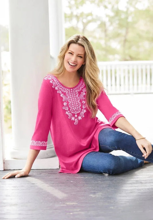 Embroidered Knit Tunic