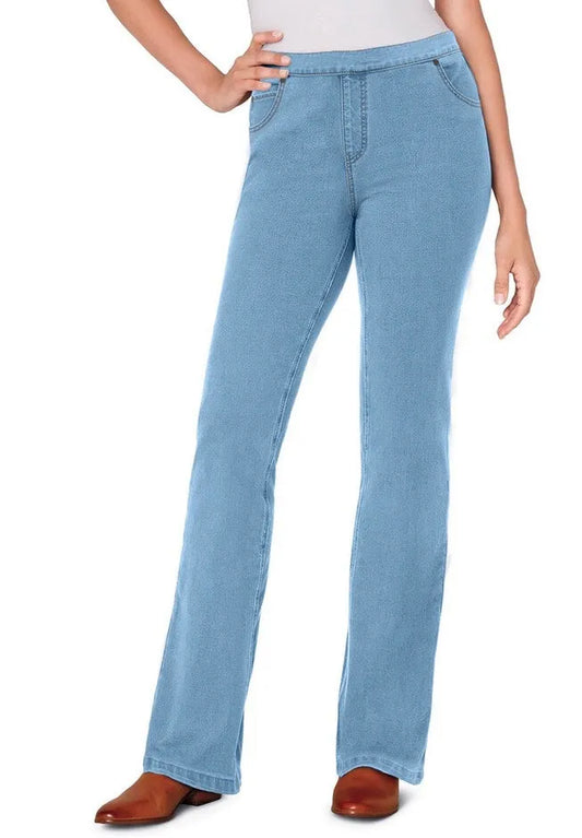 Bootcut Stretch-Knit Denim Five-Pocket Jeans