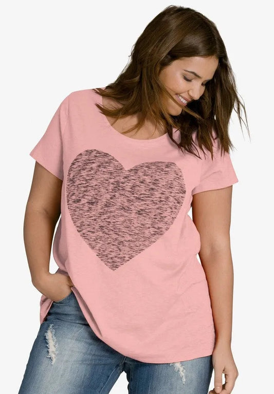100% Cotton Jersey Slub Scoopneck Short Sleeve Graphic Tee