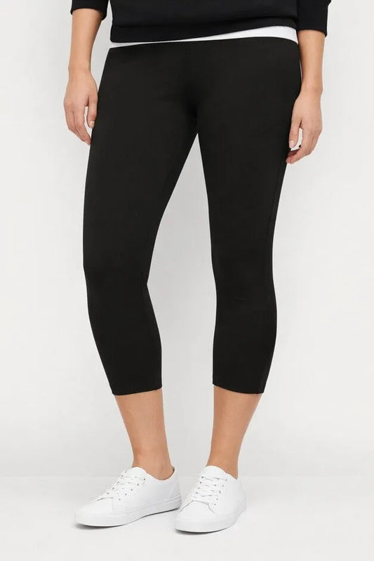 Cotton Spandex Elastic Waist Capri Leggings