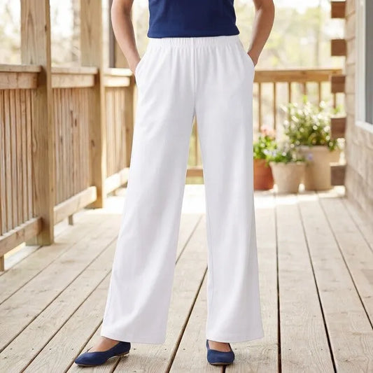 7-Day Wide-Leg Elastic-Waist Stretchy Knit Pant