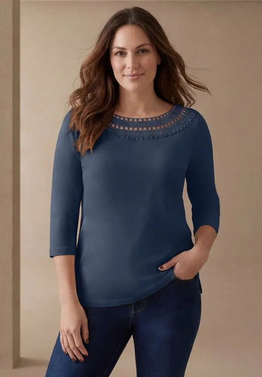 Crochet Trim Boatneck Tunic
