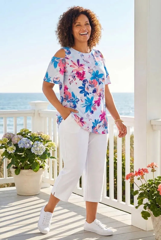 7-Day Elastic-Waist Stretchy Knit Capri