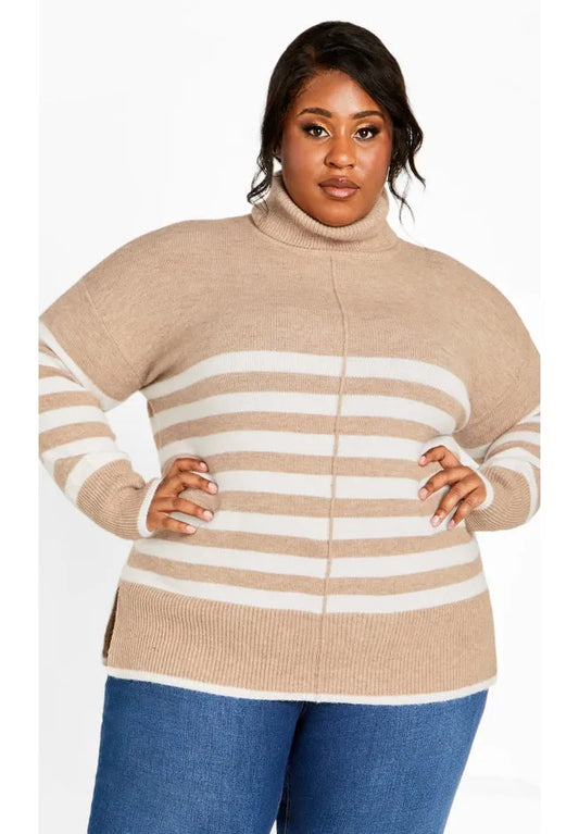 Livvy Roll Neck Stripe Sweater